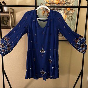 bright boho free people blue party dress